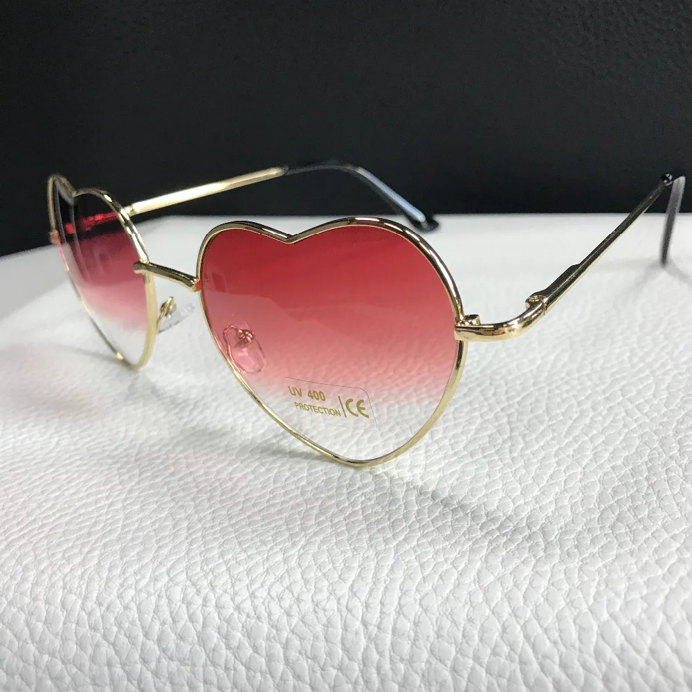 HAPTRON fashion Heart Shaped Sunglasses women metal clear red lens glasses Fashion heart sun glasses Mirror oculos de sol big cat eye sunglasses