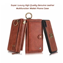 

Super luxury Wallet phone case For Apple iphone 6 6s 7 8 x plus 360 protect Genuine Leather Multifunction Stand Ring cover shell