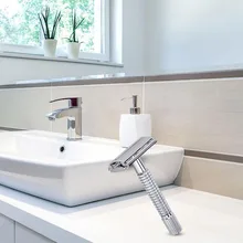 Безопасная бритва с двойным краем, бритва для удаления волос, прямая бритва, мужские подарки, бритвенный станок(1 ручка+ 5 лезвий