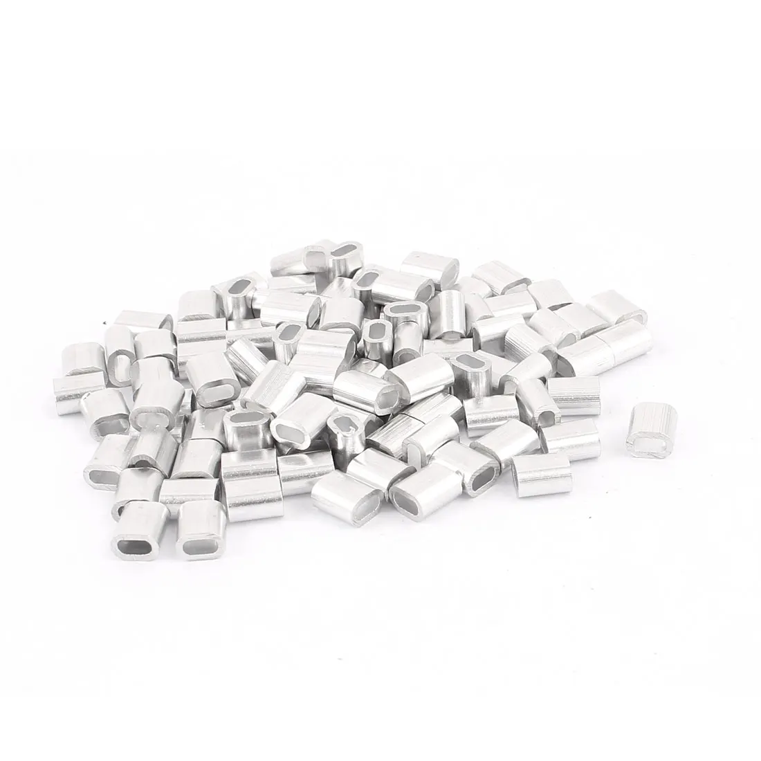 UXCELL 2Mm 5/64" Steel Wire Rope Aluminum Ferrules Sleeves Silver Tone 100 Pcs