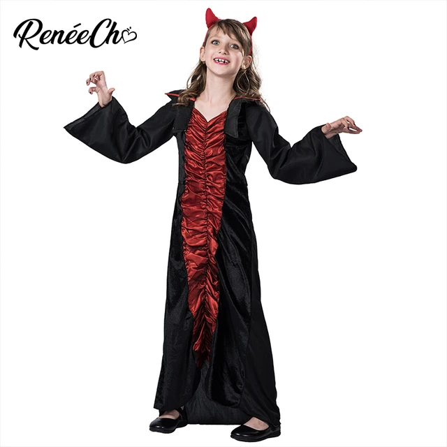 Fantasia Infantil Vampira Luxo Vestido Longo Festa Halloween