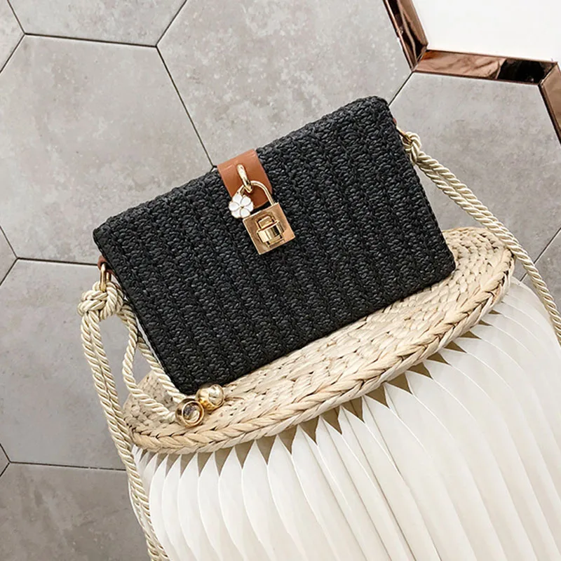 Women Hot Straw Bags Female Summer Beach INS Popular Handbag Lady Casual Rattan Shoulder Bag Travel Woven Mini Crossbody SS3122 (16)