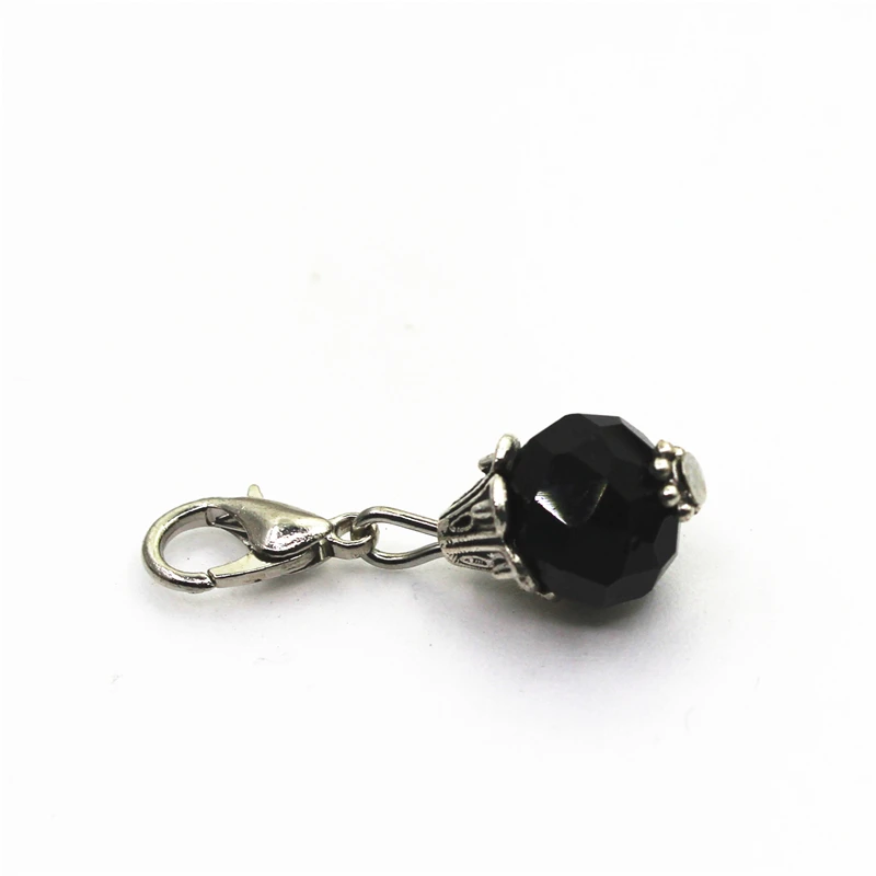 

Hot Selling 20pcs/lot Black Birthstone Crystal Dangle Charms Lobster Clasp DIY Bracelet Necklace Pendant Jewelry Hanging Charms