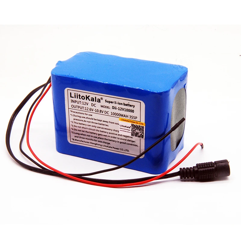 Günstig LiitoKala Große kapazität 12 V 10Ah 18650 lithium akku 12 v 10000 mAh mit BMS für 75 W LED lampe Xenon ues