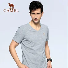 CAMEL мужская открытая быстросохнущая футболка Летняя дышащая мягкая Спортивная Беговая походная Повседневная рубашка с v-образным вырезом Топы с коротким рукавом