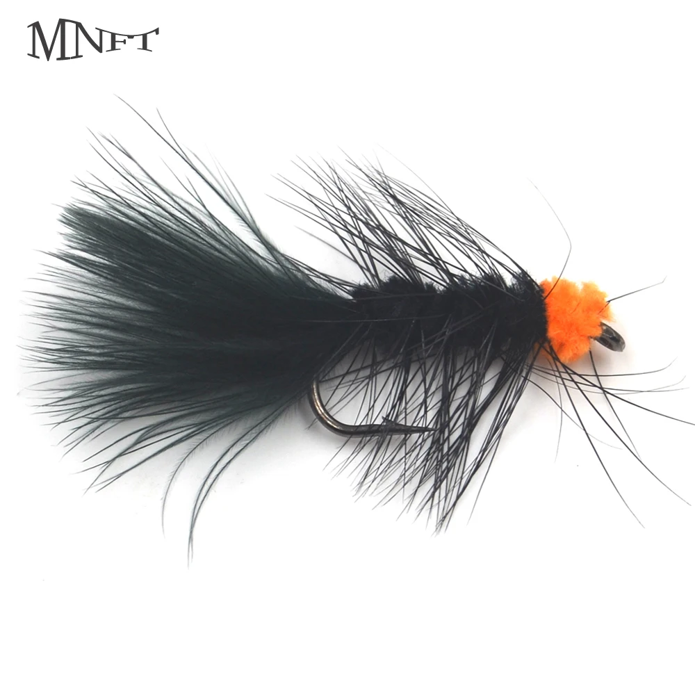 MNFT 10Pcs Orange Egg Sucking Leech Bugger Flies Fly Fishing Artificial