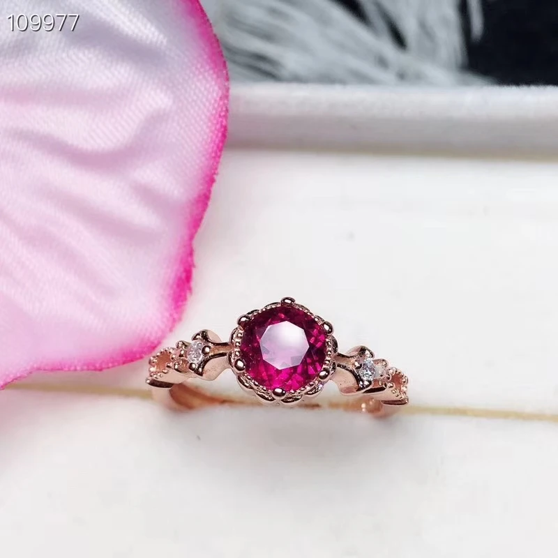 

KJJEAXCMY Fine Jewelry 925 Silver-inlaid Natural Magnesium Aluminum Garnet Female Ring Support Detection