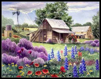 

The Homestead at Becker - Counted Cross Stitch Kits - DMC DIY Handmade Needlework for Embroidery 14 ct Cross Stitch Sets
