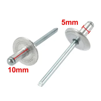 

20 Pcs 5mm x 10mm x 16mm Rivet Aluminum Open End Large Flange Blind Rivets Rivets For Buildings Cars Ships Aircraft Machine