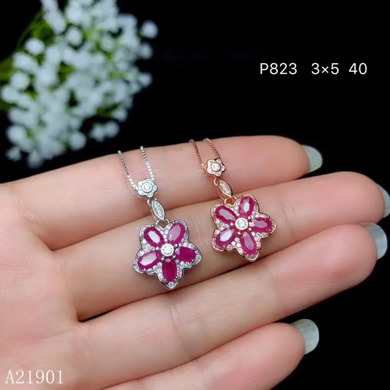 

KJJEAXCMY boutique jewelry 925 pure silver inlaid natural ruby ladies luxury Pendant Necklace support detection