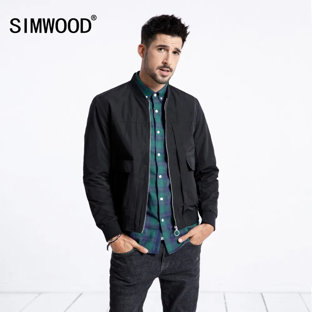 

SIMWOOD 2019 autumn Jacket Men Fashion Casual Bomber Jackets Short Slim Fit Coats High Quality Windbreaker Brand Clothes 180546