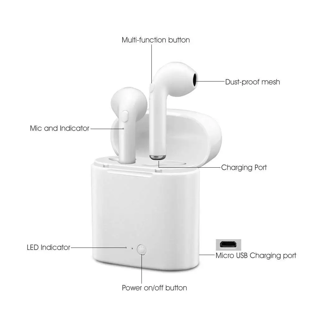 I7s TWS wireless Bluetooth Mini headphones Stere Sports earphones earbud for iPhone Bluetooth 5 0 headphones Co
