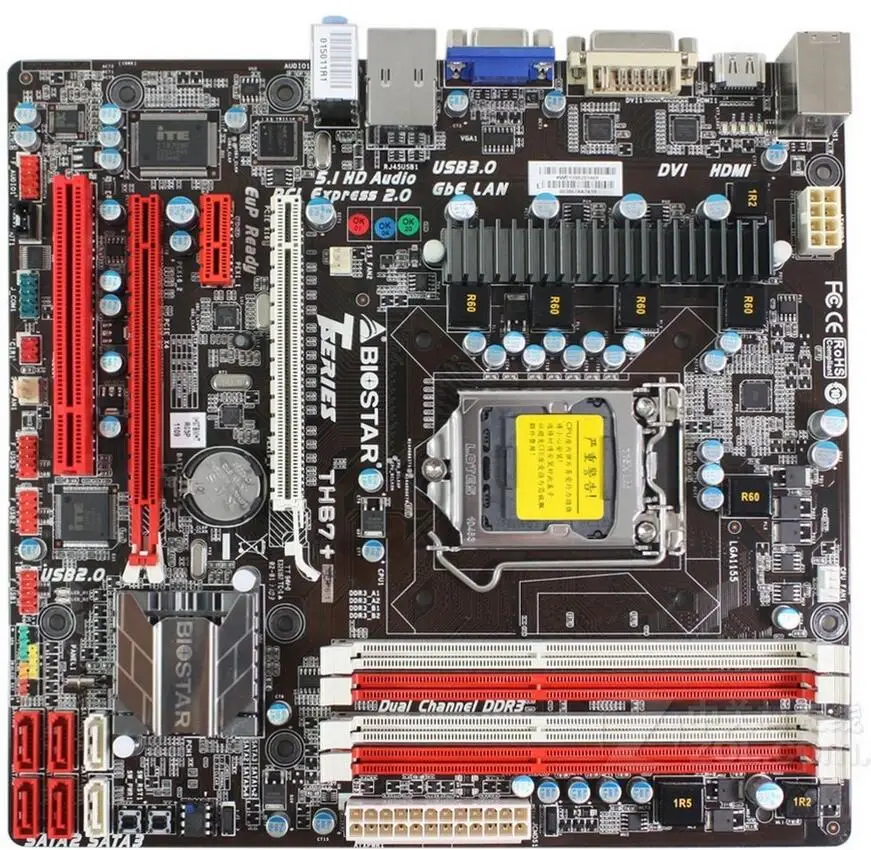 BIOSTAR TH67 + оригинальная настольная материнская плата H67 LGA 1155 DDR3 16G SATA2 USB2.0 Micro ATX |