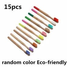 15 шт. Зубная щетка из натурального бамбука мягкая щетина Бамбуковый материал экологически чистая зубная щетка уход за полостью рта случайный цвет