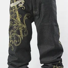 Хип-хоп мужские джинсы модные Свободные мешковатые штаны