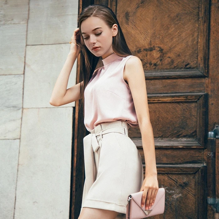 Elegant High Waist Sashes Shorts Women Summer Apricot Harajuku Pockets Summer Shorts Vintage Ladies Mini Shorts Femme