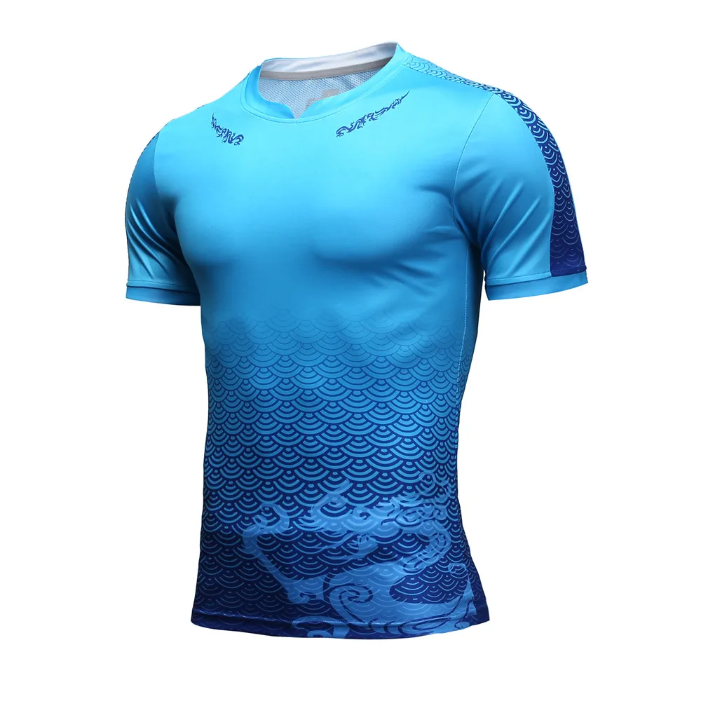 Высококачественные мужские футбольные майки survetement, Футбольная форма, спортивный комплект для бега, фитнеса, дышащие майки, рубашки с принтом на заказ - Цвет: 1901 blue shirts
