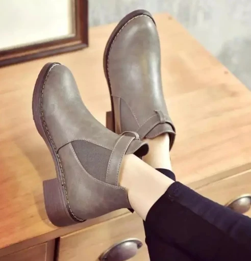 Women Flat Round Toe Ankle Casual Boots