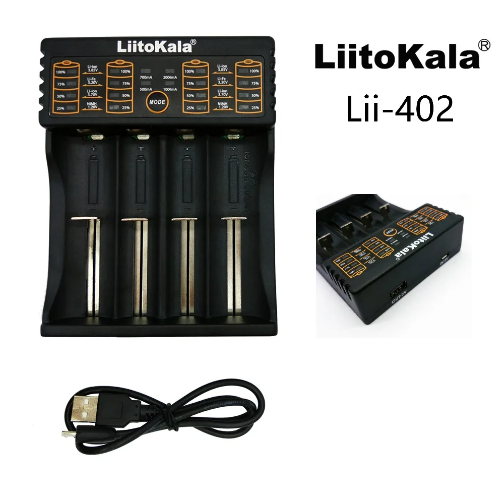 Liitokala Lii-402 18650 caricatore 1,2 V 3,7 V 3,2 V 3,85 V AA/AAA 26650 16340 NiMH batteria al litio caricatore