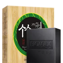 BIOAQUA Bamboo Charcoal Handmade Soap Whitening Moisture Face Body Hair Soap Blackhead Remover Acne Treatment Body Skin Care 80g