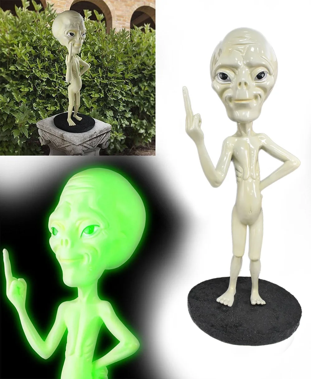 

22" Alien Sculpture Figurine Garden Statue Indoor Outdoor Decor Glow in the Dark Comedy Movie Figure Character