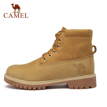 

CAMEL New Men Winter Boots Male Wild Tooling Ankle Short Boots Genuine Leather Boots Yellow Cuffed Double Use Fashion Men Shoes