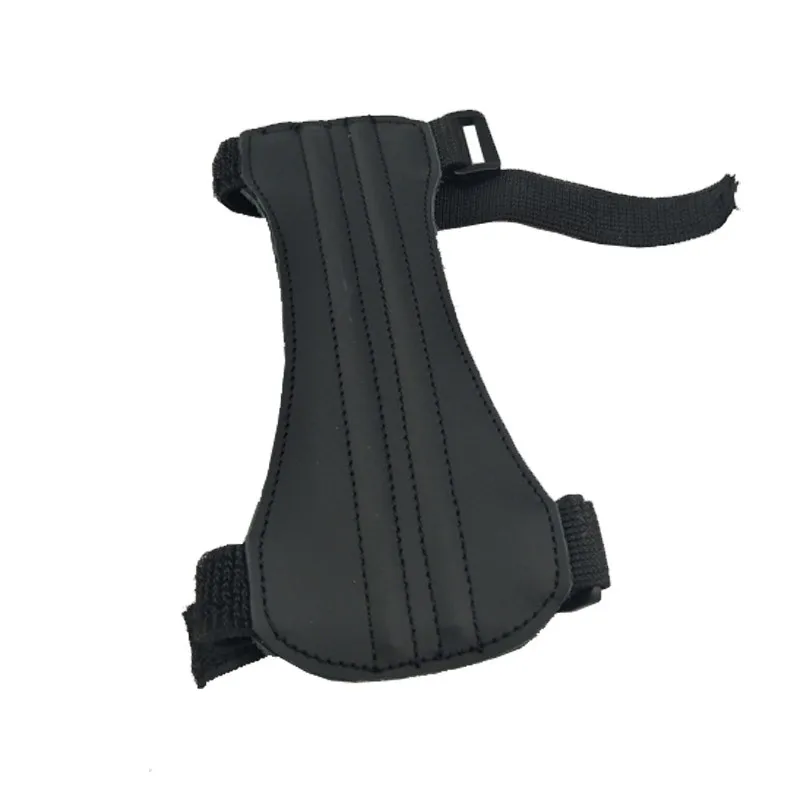 2 Straps Archery Arm Guard Leather Flexible Adjustable Arm Guard Black