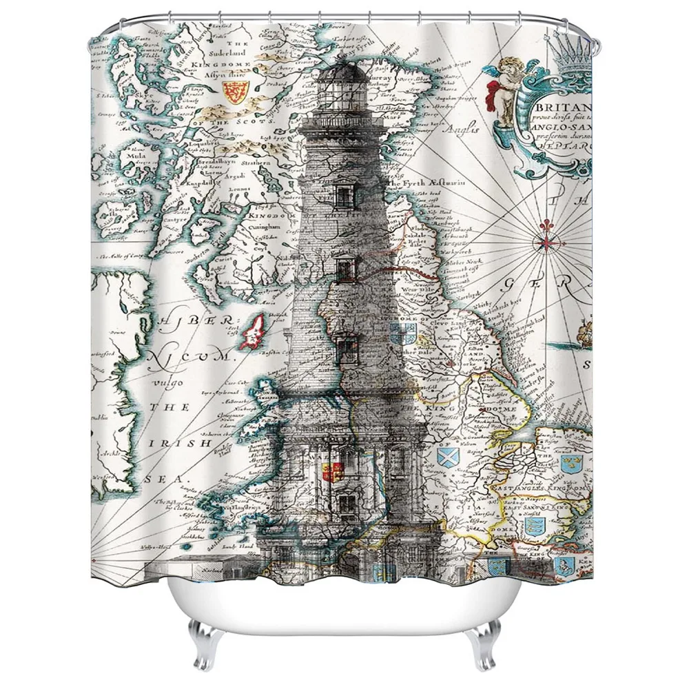 

World Map South-eastern Skyrim Map Old Map of Irish Sea The World in Words Bathroom Shower Curtain