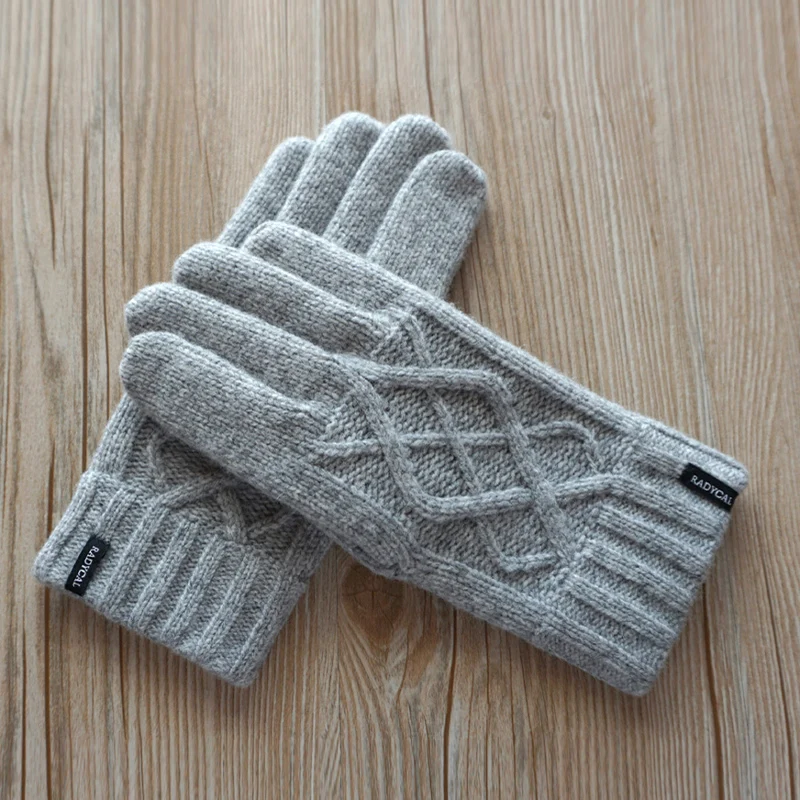 High Quality Plus Thick Male Gloves Men 100 Wool Winter Warm Exposed