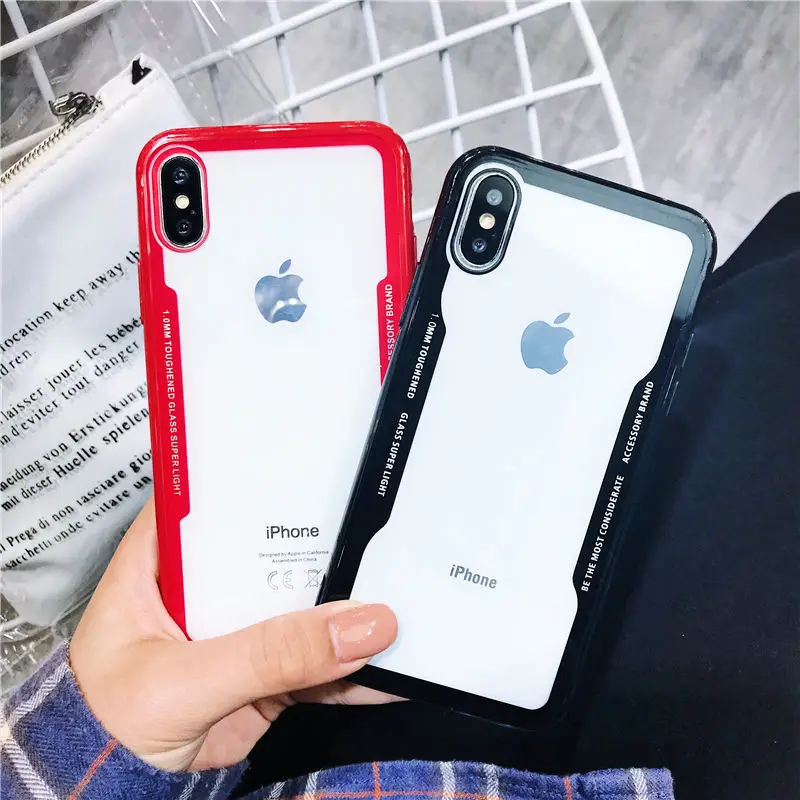 Прозрачный акриловый футляр для iPhone XS Max XR X 6 S 7 8 Plus PC + TPU полный корпус прозрачный