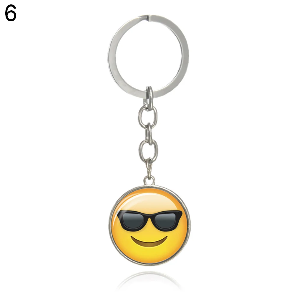 Charm Lovely Emoji Emoticon Funny Keychain Keyring Glass Cabochon Jewelry in Key Chains from
