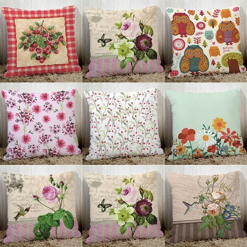 cheap Retro Europe couch cushion cover 45x45cm home decorative pillows for sofa pillowcase seat back cushions vintage flowers printed