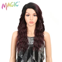 Волшебный красный блондин Свободный парик Средняя часть синтетический парик на кружеве для черных женщин средней длины термостойкие волокна волос