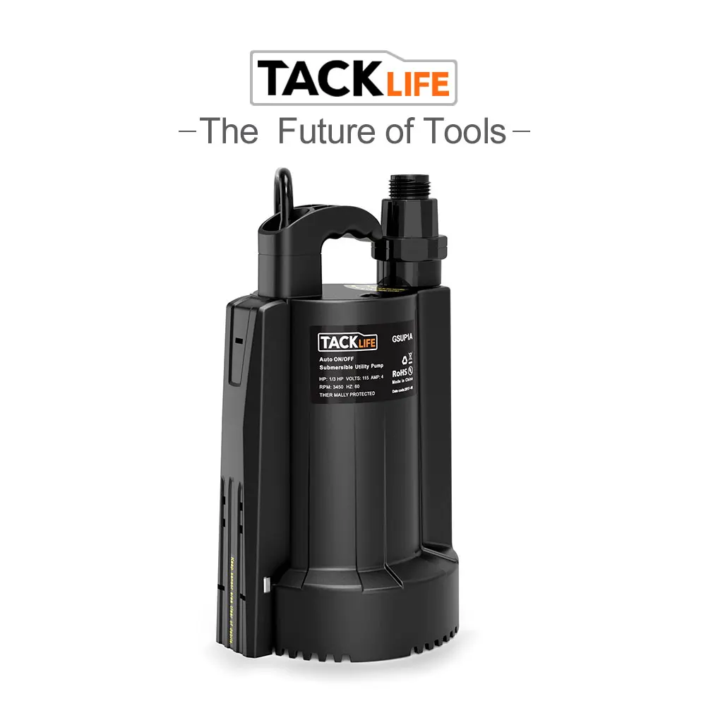 

Tacklife 1/3 HP Automatic ON/OFF Electric Water Removal Pump Low Noise with Check Valve Submersible Pump