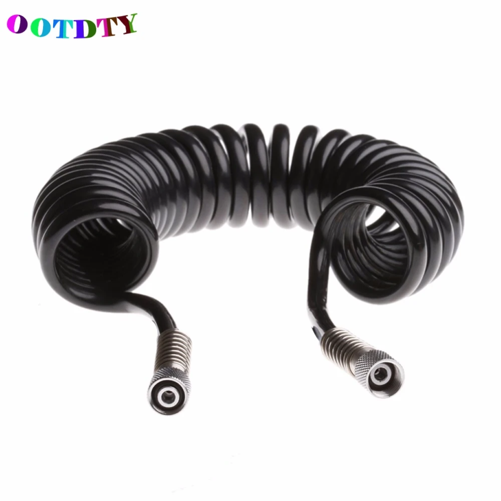 

OOTDTY 3M 4 x 6mm Flexible PU Recoil Hose Spring Tube Black For Compressor Air Tools