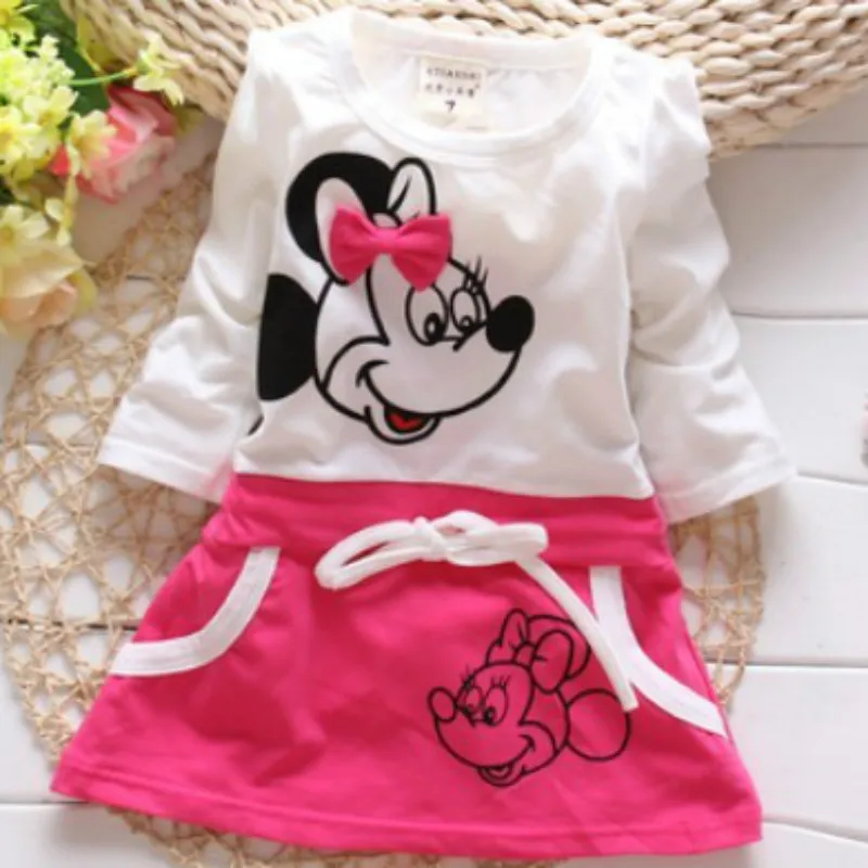 

Baby Girl T Shirt 2018 New Fashion Girls' Dress Suit for Baby's 100% Pure Cotton Summer Minnie Princess Beauty