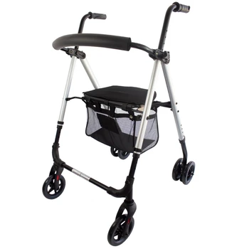 

4-wheeled walker with pressure brakes | Folding and adjustable | With basket and seat | Grey | Dehesa | Mobiclinic