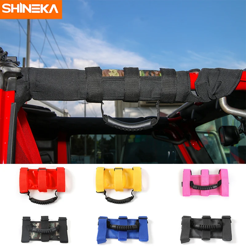 

SHINEKA Roll Bar Grab Handles 4x4WD Roll Bar Mount Side Grab Handle Strip for Jeep Wrangler CJ TJ JK JKU JL