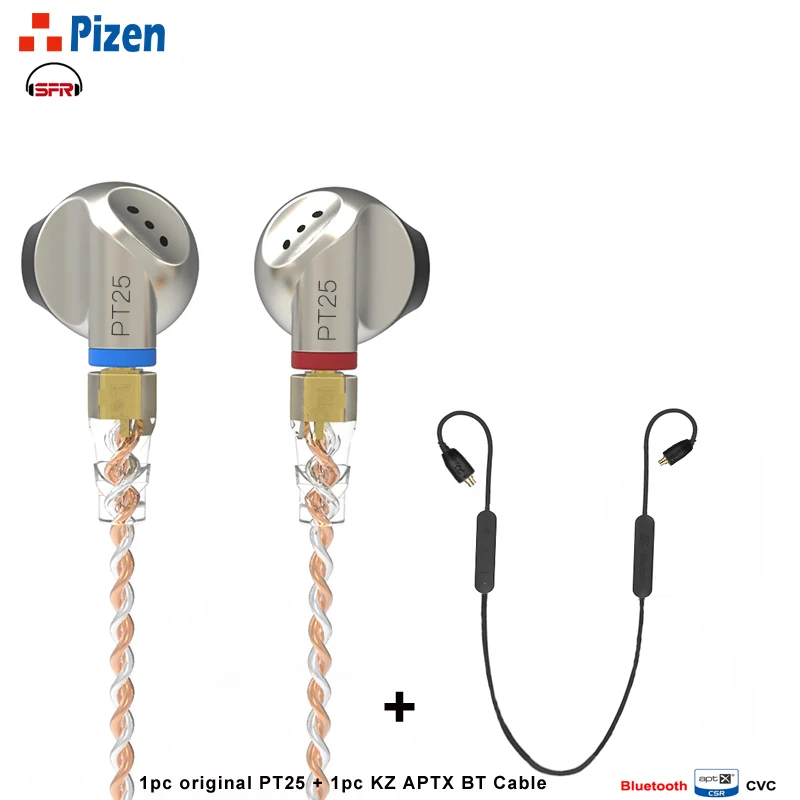 Pizen SPR PT25 Senfer Earburd Графен Динамический драйвер HIFI ушной штекер с KZ BT APTX MMCX съемный Отсоединяемый кабель металлический наушник