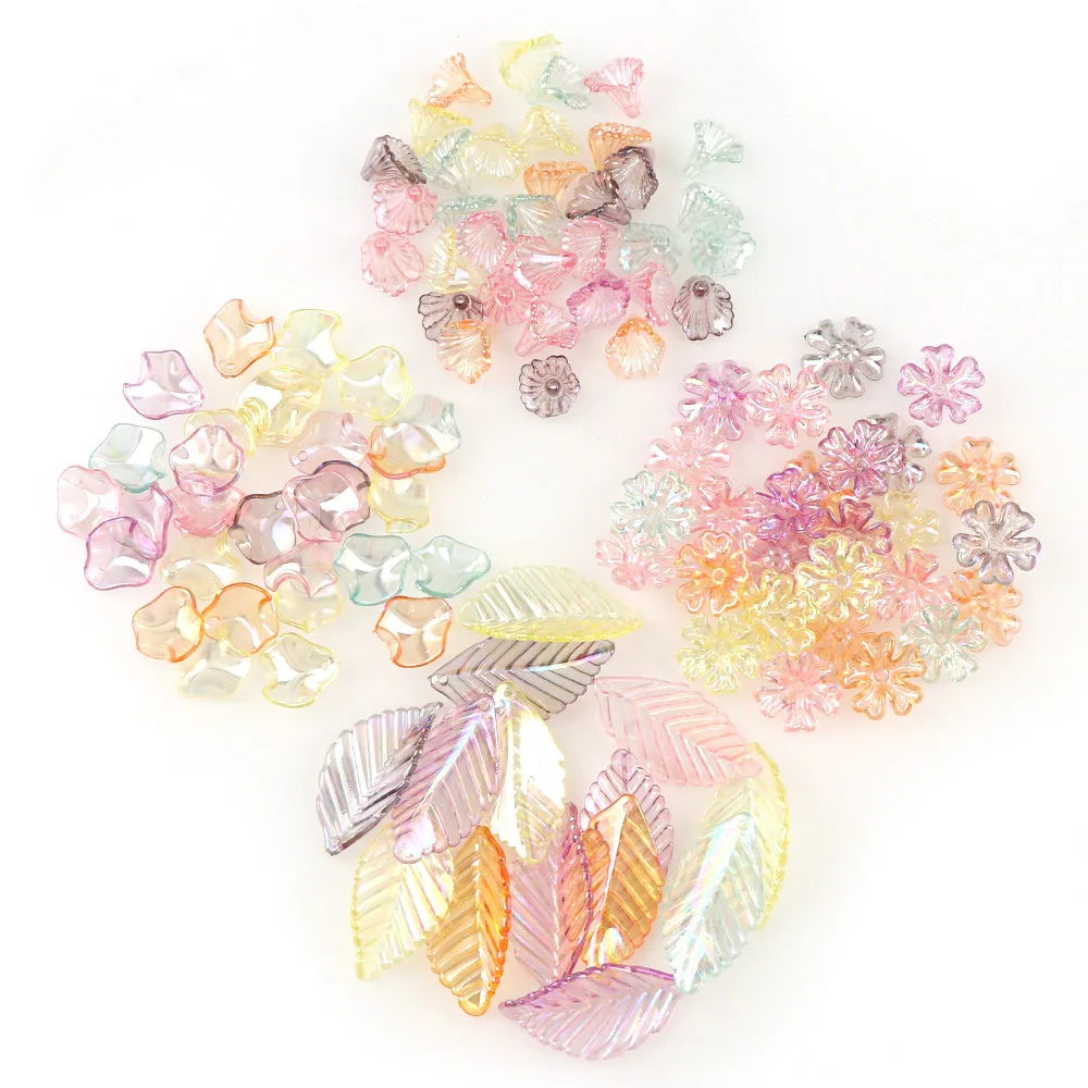 

50g Acrylic Transparent AB Color Leaves Beads For Jewelry Making Earring Decoration Handmade DIY Craft Accessories Kid's Gift