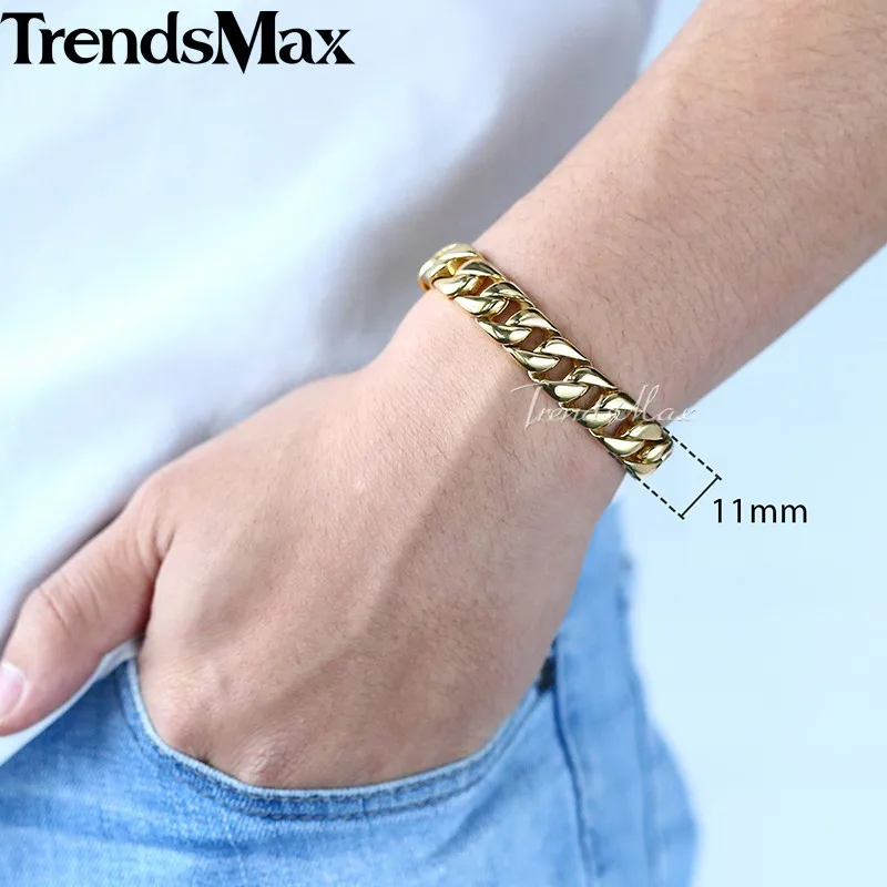 Trendsmax новый модный браслет из нержавеющей стали мужской тяжелый шириной 11 мм 2018 в