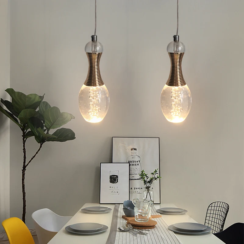 

Modern European Perfume Bottle Crystal Gas Bubble Pendant Lights Creative Living Room Bedroom Restaurant Bar Lamps