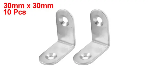 10pcs Stainless Steel Right Angle Bracket Corner Brace Joint 30 x 30mm Silver