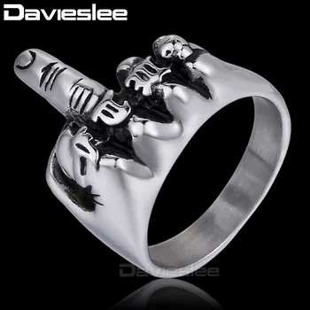 

Punk Mens Ring Middle Finger UP Ring 316L Stainless Steel Ring Fashion Jewelry DLHR280