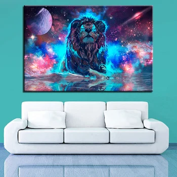 

1 Pcs Starry Sky Lion Animal HD Printed Picture Wall Art Home Decor Poster Canvas Painting Cuadros Abstractos Modernos