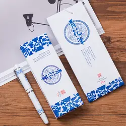 Бесплатная доставка синий и белый фарфоровая ручка набор керамическая авторучка китайская культура Подарочная шариковая ручка