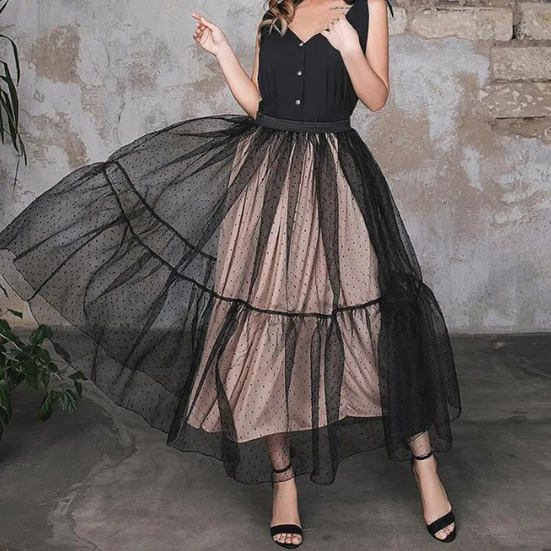 Модная фатиновая Женская юбка в горошек, специальный дизайн, юбка для взрослых, Saias, плиссированная юбка из тюля с эластичной талией,, на заказ, любой цвет