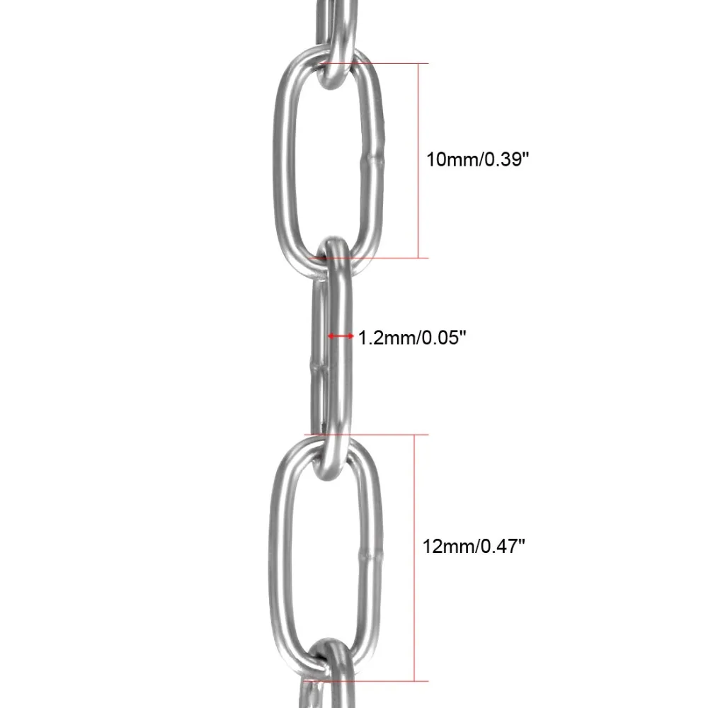 Uxcell 1 шт. 2,5 м/3 м Длина 1,2 мм/1,5 мм толщина нержавеющей стали 304 закаленная безопасная круглозвенная цепь цинковое покрытие в серебристых тонах