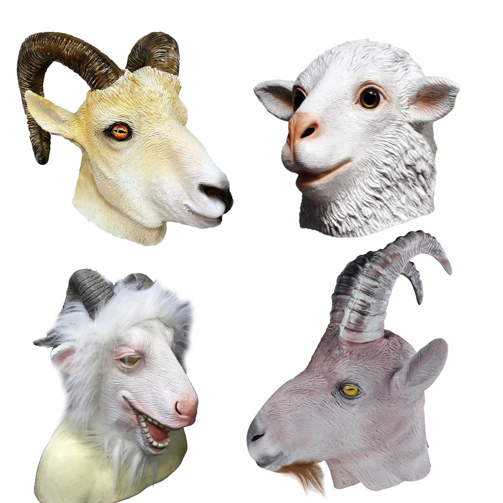 

Antelope Realistic Sheep Mask for Kids Holiday Party Animal Full Head Goat Latex Mask by Handmade