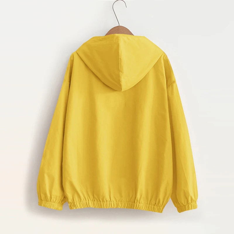 Dotfashion желтый шнурок карман на молнии куртка с капюшоном Женская Повседневная Осенняя с капюшоном простая одежда Женская Весенняя куртка на молнии